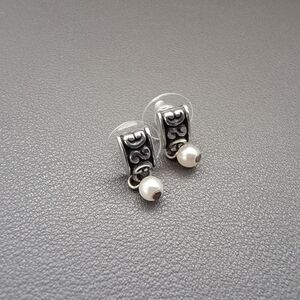Brighton Scrollwork Pearl Drop Earrings